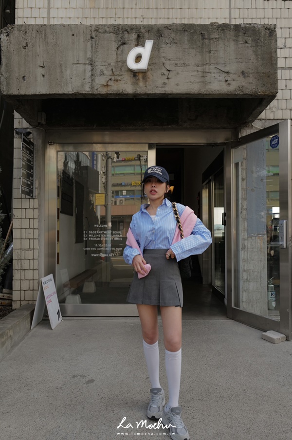 條紋寬鬆側開衩短版襯衫